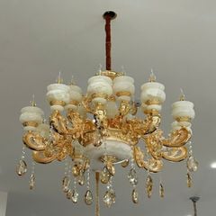 Đèn chùm hợp kim 15 tay chao đá 66939a KT D1010xH800 VLCHHK-437 (Bộ)