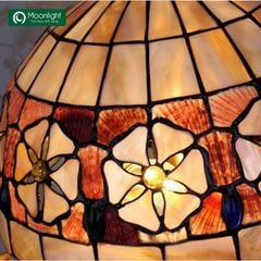 Đèn bàn tiffany hoa 5 cánh màu đỏ VLDBTF-070
