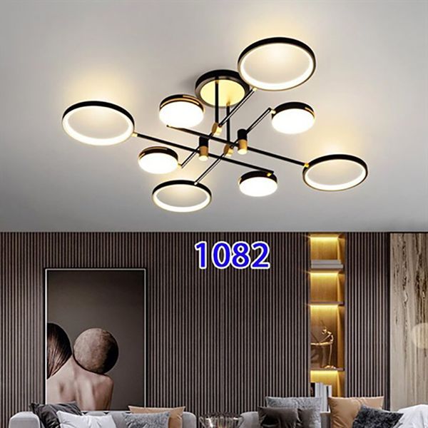 Đèn mâm mica led 8 bóng, khung đen, 3 chế độ sáng 1082 VLDMMI-103