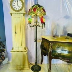 Đèn sàn tiffany 2 con vẹt màu xanh, đỏ VLDSTF-024