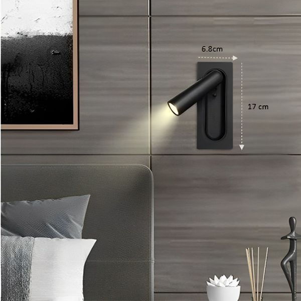 Đèn tường trang trí đọc sách xoay 360 màu đen,12w 3000k LT051 KT H17*D6.8 VLDTTR-070-AA
