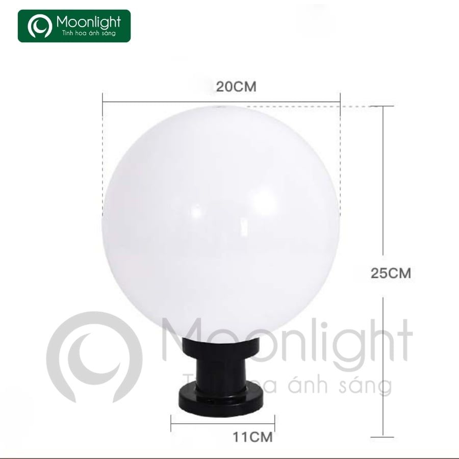 Đèn trụ cổng hàng rào tròn trắng đục D250 (giá chưa bao gồm bóng) VLNTTC-002