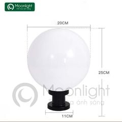 Đèn trụ cổng hàng rào tròn trắng đục D250 (giá chưa bao gồm bóng) VLNTTC-002