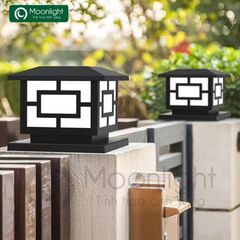 Đèn trụ cổng hàng rào vuông đen VLNTTC-004