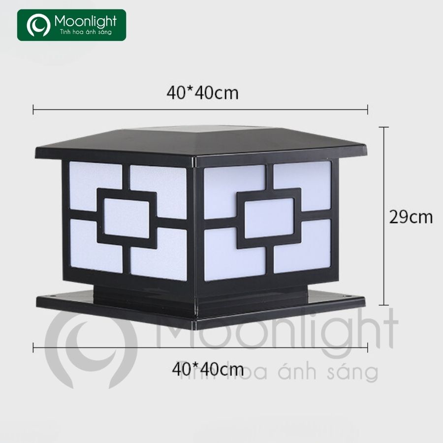 Đèn trụ cổng hàng rào vuông đen VLNTTC-004
