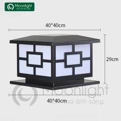 Đèn trụ cổng hàng rào vuông đen VLNTTC-004