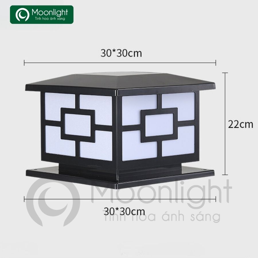Đèn trụ cổng hàng rào vuông đen VLNTTC-004