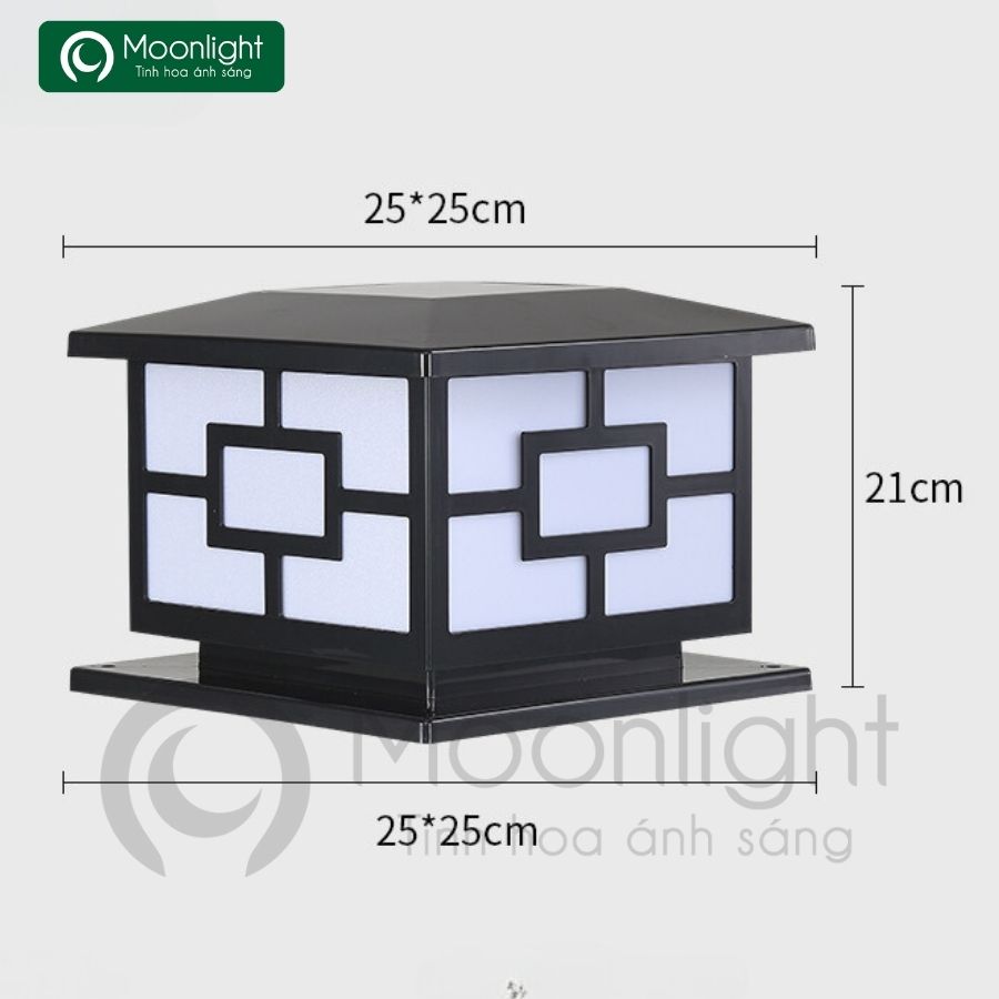 Đèn trụ cổng hàng rào vuông đen VLNTTC-004
