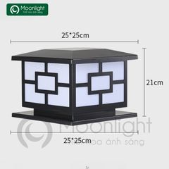 Đèn trụ cổng hàng rào vuông đen VLNTTC-004