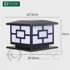 Đèn trụ cổng hàng rào vuông đen VLNTTC-004
