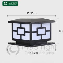 Đèn trụ cổng hàng rào vuông đen VLNTTC-004