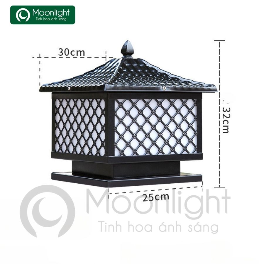 Đèn trụ cổng hàng rào vuông kẻ caro VLNTTC-007