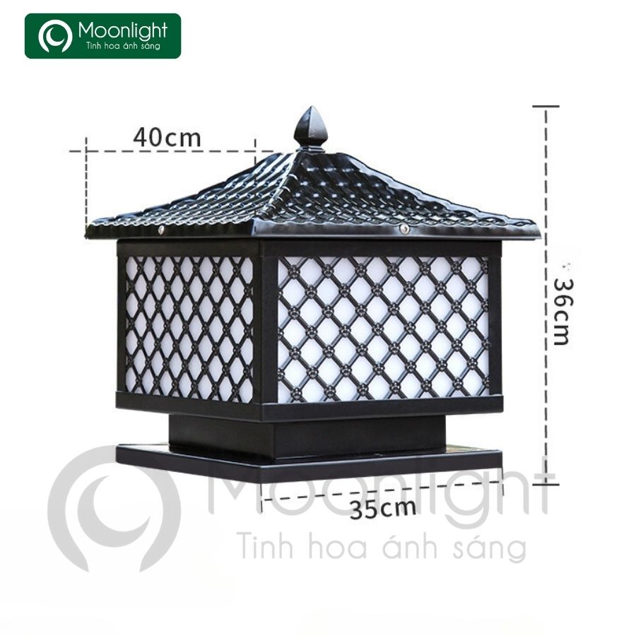 Đèn trụ cổng hàng rào vuông kẻ caro VLNTTC-007