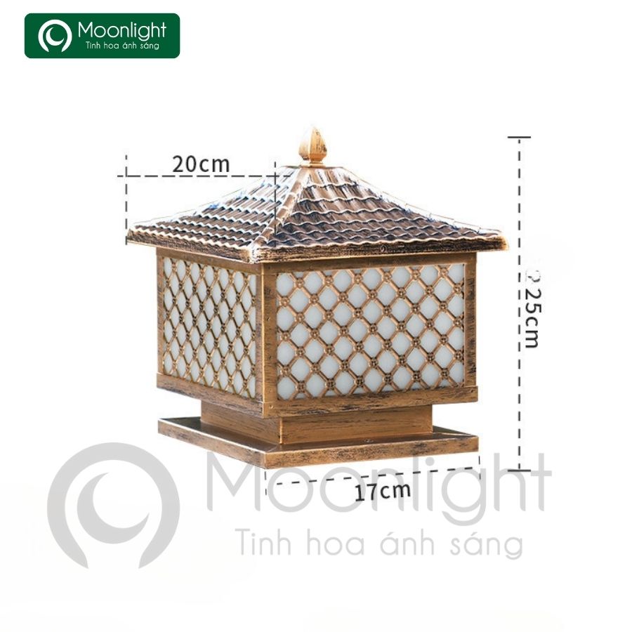 Đèn trụ cổng hàng rào vuông kẻ caro VLNTTC-007