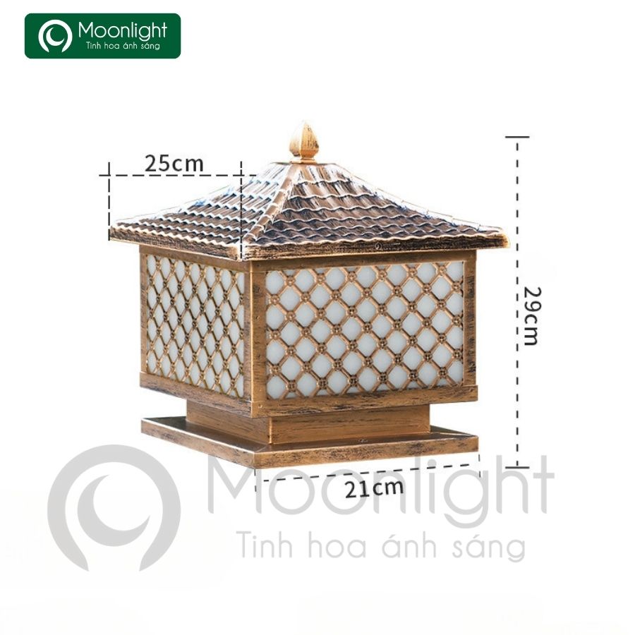 Đèn trụ cổng hàng rào vuông kẻ caro VLNTTC-007