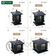 Đèn trụ cổng hàng rào vuông VLNTTC-012