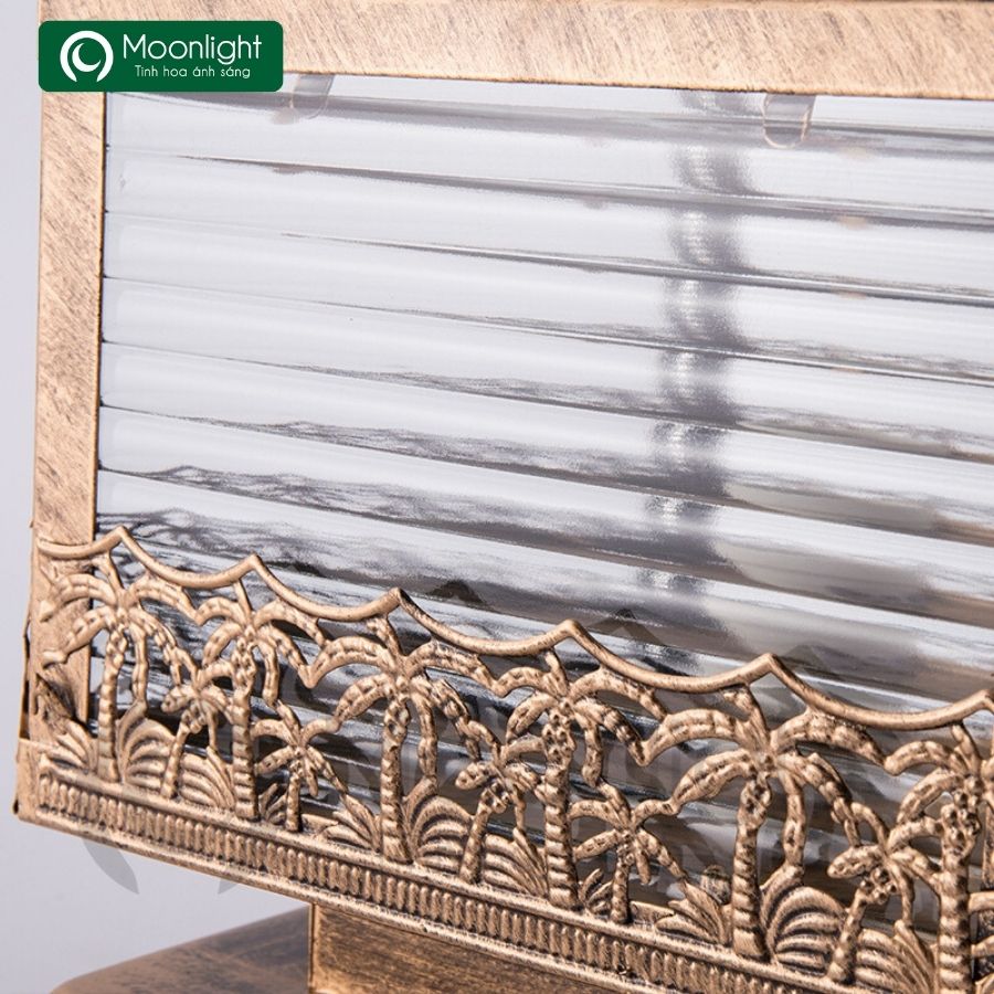 Đèn trụ cổng hàng rào vuông màu đồng xước hàng dừa VLNTTC-015