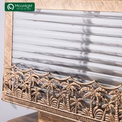 Đèn trụ cổng hàng rào vuông màu đồng xước hàng dừa VLNTTC-015