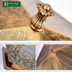 Đèn trụ cổng hàng rào vuông màu đồng xước hàng dừa VLNTTC-015