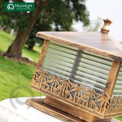 Đèn trụ cổng hàng rào vuông màu đồng xước hàng dừa VLNTTC-015