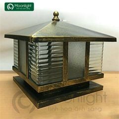 Đèn trụ cổng hàng rào vuông màu đồng xước D250 VLNTTC-019