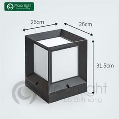 Đèn trụ cổng hàng rào vuông đen VLNTTC-021