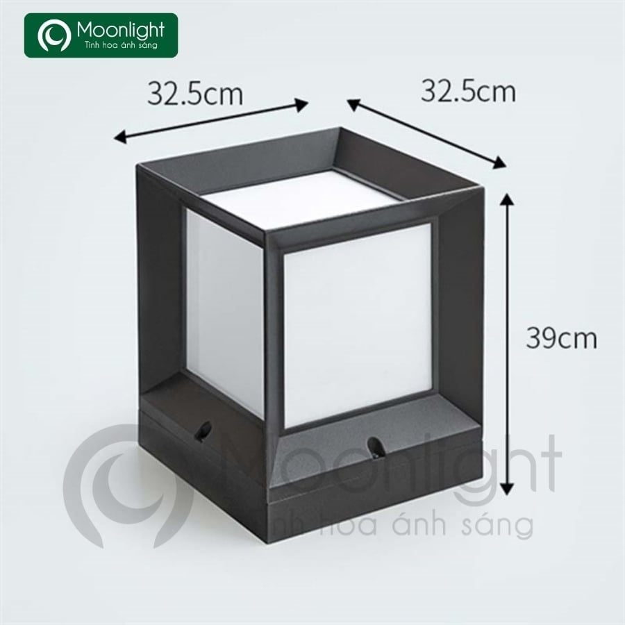 Đèn trụ cổng hàng rào vuông đen VLNTTC-021
