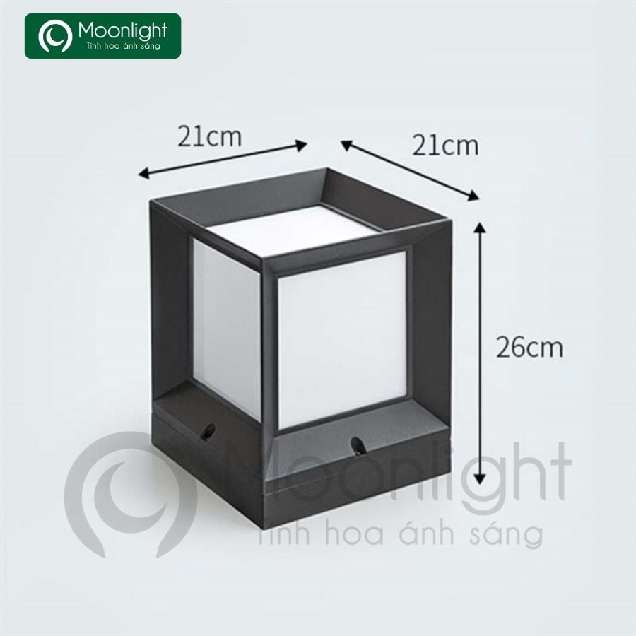 Đèn trụ cổng hàng rào vuông đen VLNTTC-021
