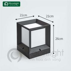 Đèn trụ cổng hàng rào vuông đen VLNTTC-021