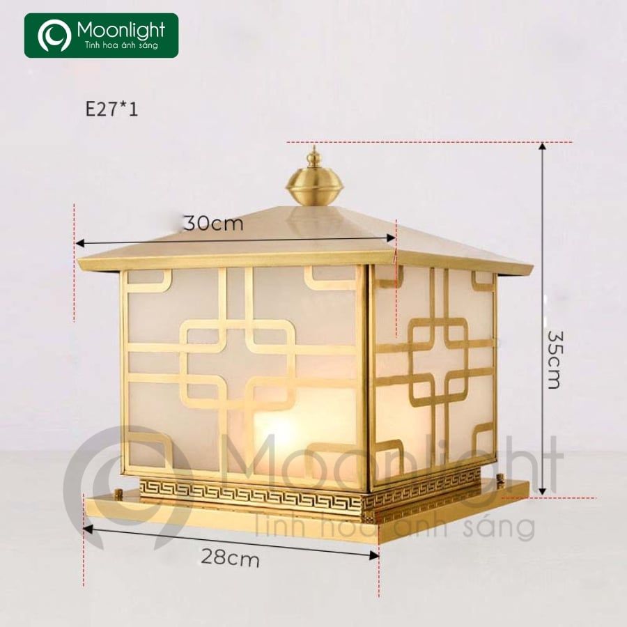 Đèn trụ cổng hàng rào đồng VLNTTC-034