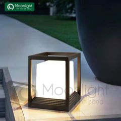 Đèn trụ cổng hàng rào nhôm đúc + PC vuông đen,bóng đui E27 VLNTTC-035