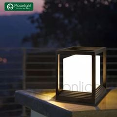 Đèn trụ cổng hàng rào nhôm đúc + PC vuông đen,bóng đui E27 VLNTTC-035
