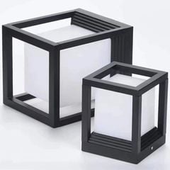 Đèn trụ cổng hàng rào nhôm đúc + PC vuông đen,bóng đui E27 VLNTTC-035