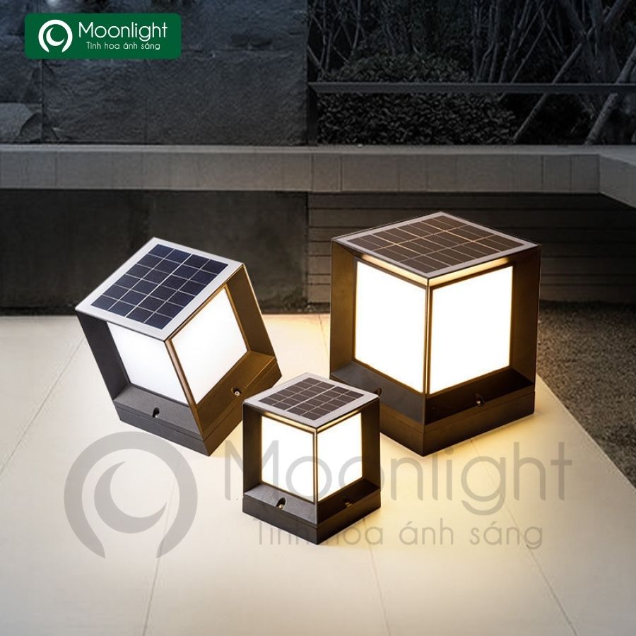 Đèn trụ cổng hàng rào năng lượng mặt trời vuông VLNTTC-037