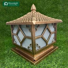 Đèn trụ cổng hàng rào hợp kim nhôm màu đồng vàng VLNTTC-040