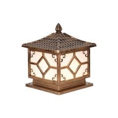 Đèn trụ cổng hàng rào hợp kim nhôm màu đồng vàng VLNTTC-040