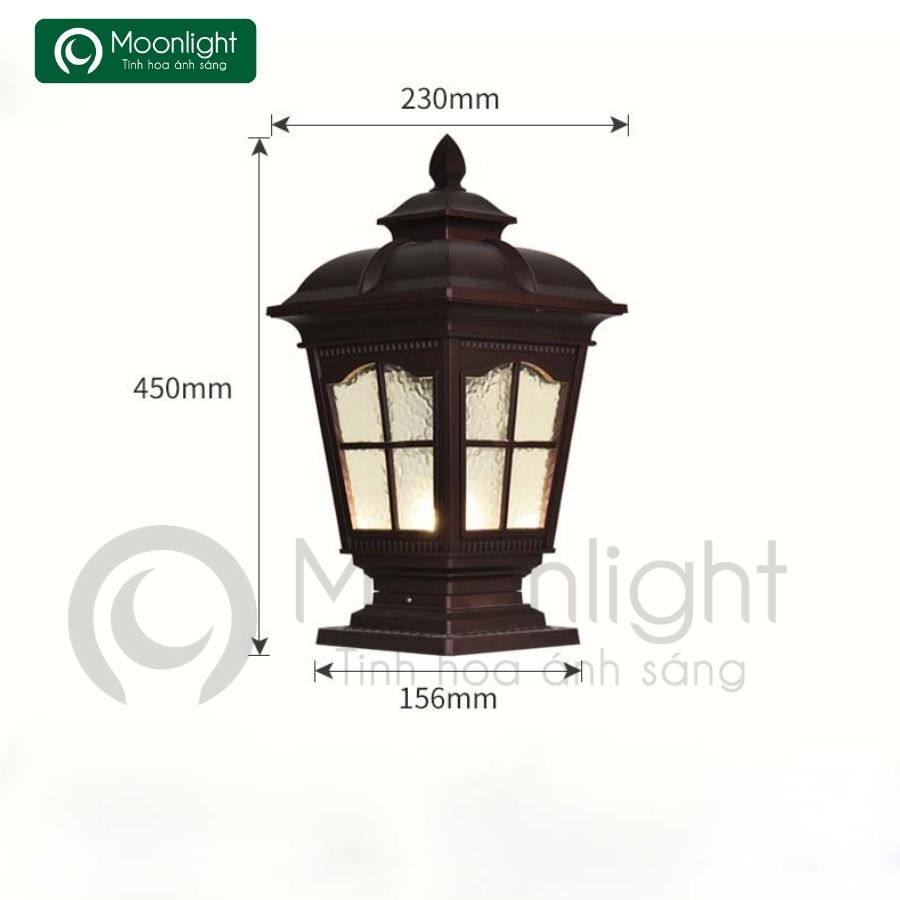 Đèn trụ cổng hàng rào màu đen VLNTTC-045