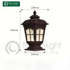 Đèn trụ cổng hàng rào màu đen VLNTTC-045