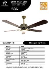 Quạt trần đèn Homesick 5 cánh 135cm 90w AC 586 VLQTHO-035