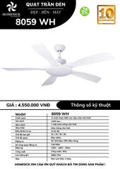 Quạt trần đèn Homesick 5 cánh màu trắng 142cm 45w DC 8059 WH VLQTHO-038