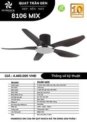 Quạt trần đèn Homesick 5 cánh màu vân gỗ nâu tối 137cm 45w DC 8106 MIX VLQTHO-039-MIX