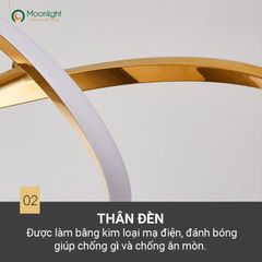 Đèn thả bàn ăn xoắn màu gold VLTHBA-008