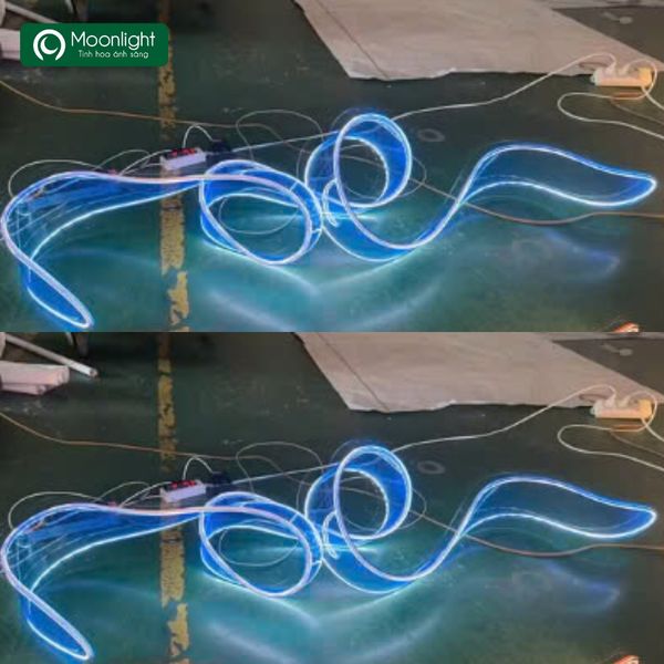 Đèn thả bàn ăn hình dải lụa 1m5 màu xanh dương chất liệu nhựa Acrylic VLTHBA-114-AD