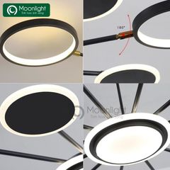 Đèn thả mica phòng khách 6 vòng thân đen VLTHMI-009