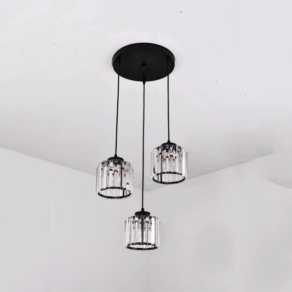 HT Đèn thả pha lê chao tròn (giá không bóng) TPL05 VLTHPL-081-BK