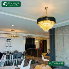 Đèn thả pha lê khung vòng tròn nhôm mạ xi đen D600 DENTHAD600BK VLTHPL-095