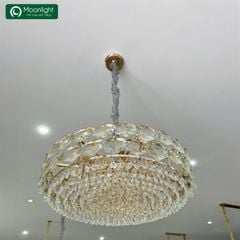 Đèn thả pha lê tròn 2 vòng ngoài pha lê to, vòng trong pha lê hình giọt nước VLTHPL-773