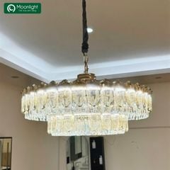 Đèn thả pha lê tròn 2 tầng viên pha lê chữ nhật VLTHPL-774