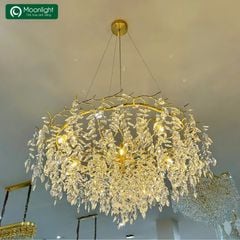 Đèn thả serip tròn khung nhôm kết hợp pha lê cao cấp KT D800 8806-D800 VLTHSE-095-AA (Bộ)