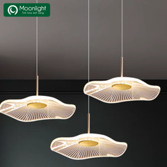 Đèn thả thủy tinh thả lá sen 3 chao đế dài HECO HTK_035 VLTHTI-014